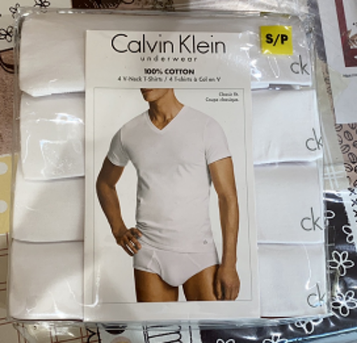 圖片 Calvin Klein V領T卹 4件 尺碼 S 白色款