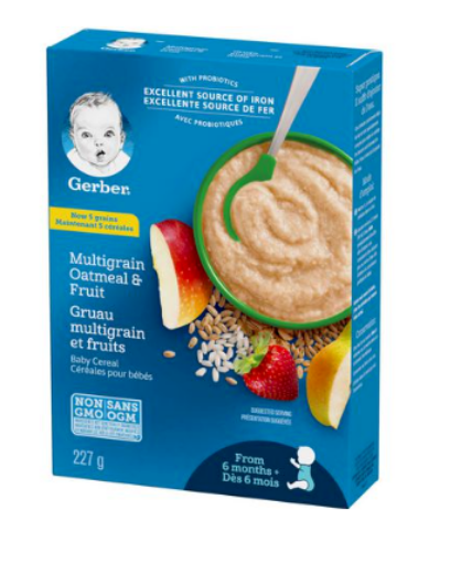 图片  GERBER Stage 2 Multigrain Oatmeal & Fruit Baby Cereal