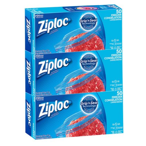 图片  Ziploc 大号双层夹链冷冻保鲜袋 3x50 bags 
