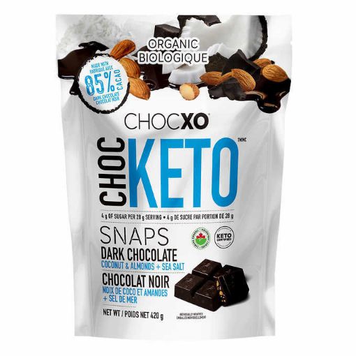 Picture of ChocXO Dark Chocolate Coconut and Almond Keto Snaps, 420 g