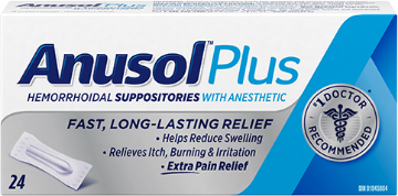 Picture of Anusol Plus Hemorrhoidal Suppositories 24 count