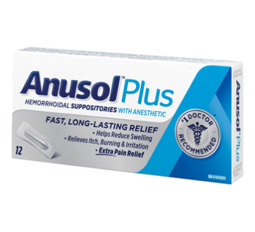 Picture of Anusol Plus Hemorrhoidal Suppositories 12count