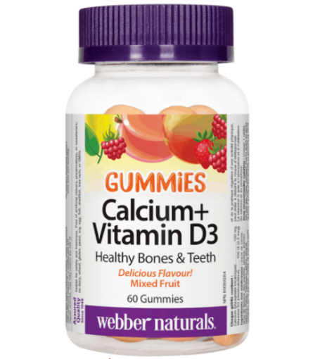 Picture of Webber Naturals-Calcium + Vitamin D3 Gummies Mixed Fruit,60 Gummies