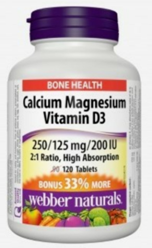 Picture of Webber Naturals Calcium, Magnesium with Vitamin D3, 120caplets (250/125mg)