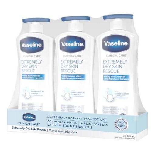 Picture of Vaseline Clinical Care Extremely Dry Skin Rescue Body Lotion, 3 x 400 mL