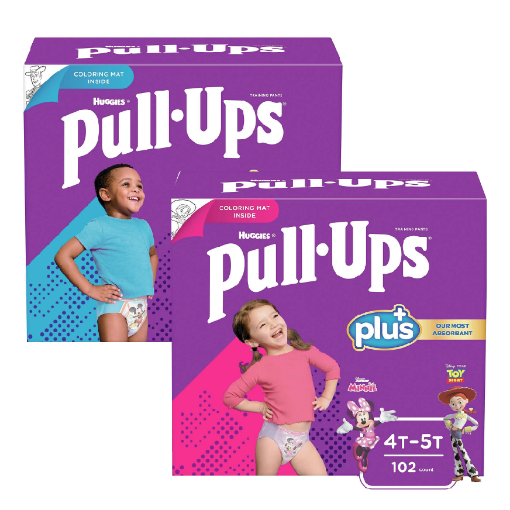 Picture of Huggies Pull-Ups Plus Training Pants 4T to 5T Girl, 102-pack