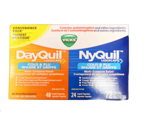 图片  Vicks NyQuil Cold % Flu Rhume ET Grippe 72 total  感日夜型 72粒