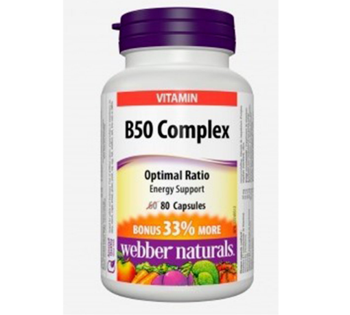 图片  Webber Naturals 复合维生B50 减压改善口腔溃疡 80粒