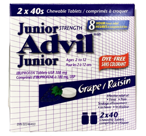 图片  Advil 少年 2-12岁 退烧咀嚼片 2*40片 葡萄味