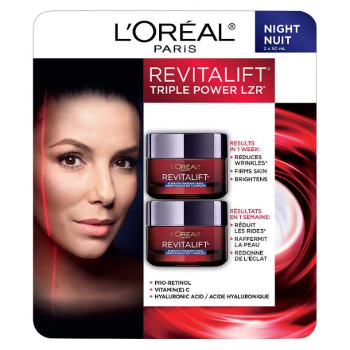 Picture of L’Oreal Revitalift Triple Power LZR Anti Aging Face Night Cream, 2 x 50 mL