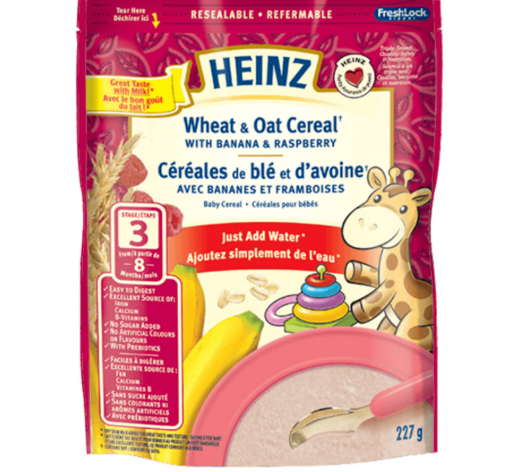 Picture of Heinz Wheat & Oat Cereal with Banana & Raspberry STAGE 3 , 227g