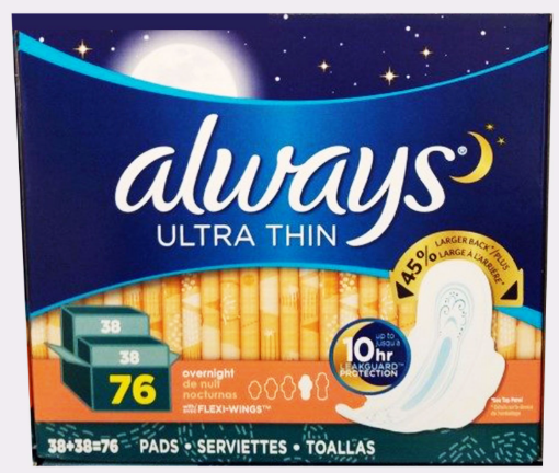 Picture of Always Ultra Thin Pads Overnight Box of 76