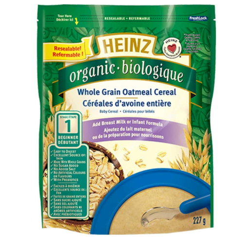 Picture of Heinz Baby Organic Whole Grain Oatmeal Cereal - STAGE 1 (No Milk) 227g 