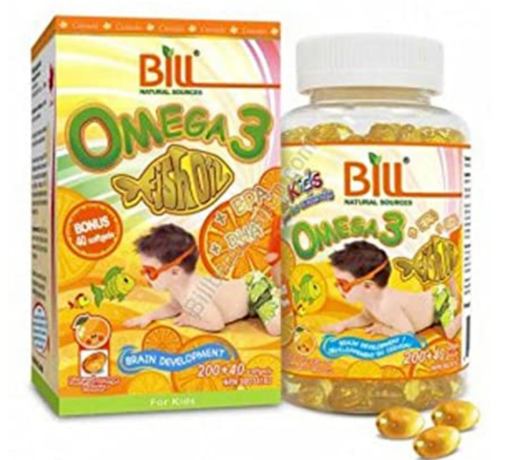圖片 Bill 康加美兒童魚油 Omega 3 橙汁味 (EPA和DHA) -240粒