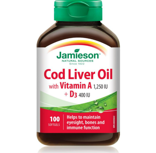 圖片 Jamieson 健美生鱈魚肝油膠囊含維生素 A + D3 - 100粒
