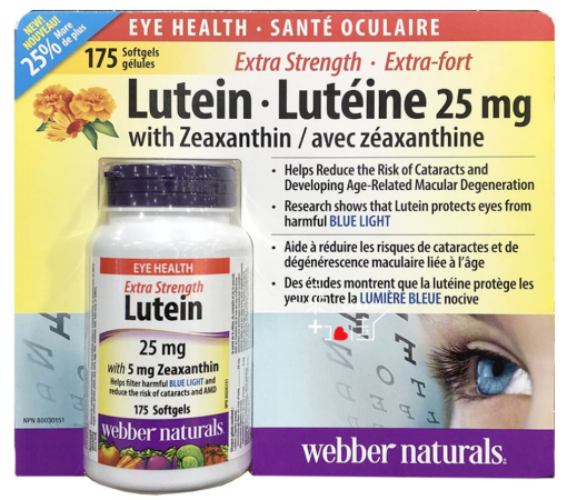 Picture of 【Costco本周特价】Webber Naturals Lutein 25 mg with 5mg of Zeaxanthin -175 softgels