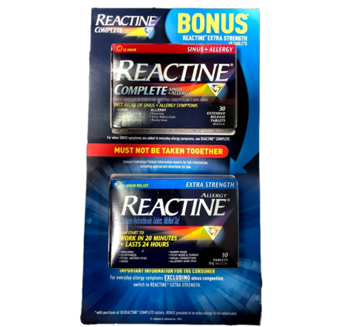 Picture of Reactine Complete Sinus and Allergy 30 Tablets + 10 Tablets