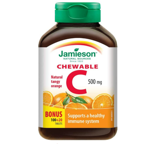 Picture of Jamieson Juicy Wild Blueberry Chewable Vitamin C 500mg - 120 Tablets