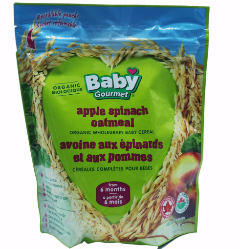 Picture of Baby Gourmet Apple Spinach Oatmeal Organic Wholegrain Baby Cereal From 6Month