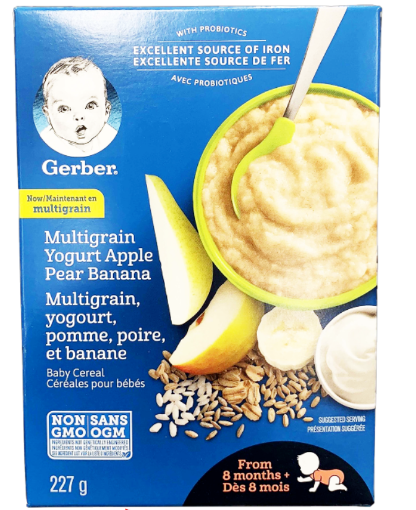 Picture of Nestle Gerber Multigrain Yogurt Apple Pear Banana Baby Cereal  8 Months+ 227G