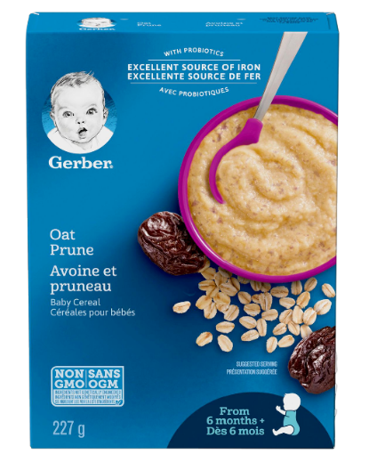Picture of Nestle Gerber Oat Prune Baby Cereal 6 Months+ 227G
