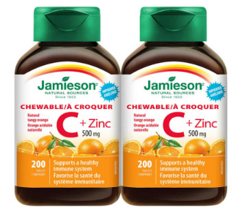 Picture of Jamieson  Chewable Vitamin C + Zinc 500 mg - (200ea) X 2