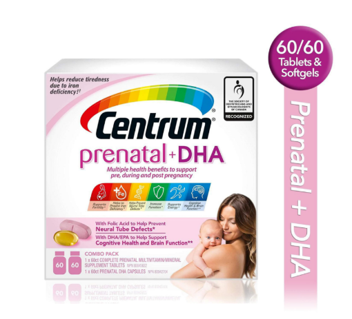 图片  Centrum产前善存孕妇产前综合维生素+ DHA / EPA欧米茄3-60 + 60片