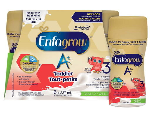 Picture of Enfagrow A+ 3 Toddler Nutritional Drink Ready to Drink Bottles, 6x237mL(Vanilla Flavour )