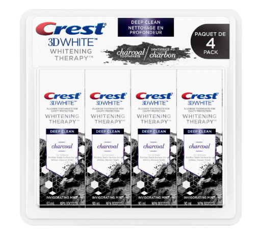 Picture of Crest 3DW Whitening Therapy Charcoal Toothpaste, 4 x 90 mL