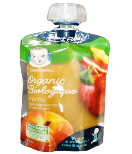 Picture of Gerber Organic Purée, Apple Summer Peach 128 mL 6 month
