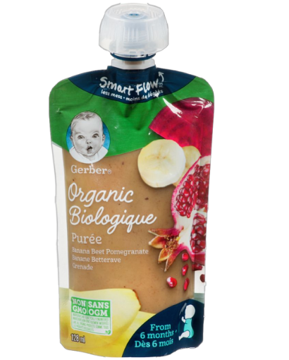 Picture of Gerber Organic Purée, Banana Beet Pomegranate 128 mL 6 month