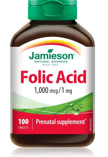 Picture of Jamieson Folic Acid 1000mcg /1 mg ( pre-pregnancy nutrient )- 100 Tablets