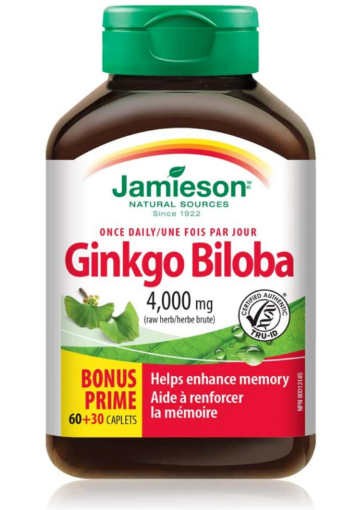 Picture of Jamieson Ginkgo Biloba 4000mg (Once Daily)- 90 Caplets