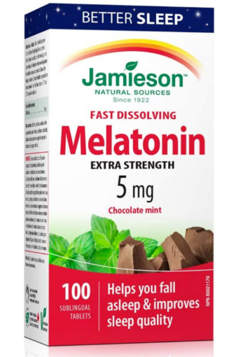 Picture of Jamieson Melatonin 5 mg Fast Dissolving  (Chocolate Mint) - 100 Tablets