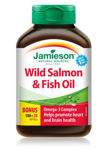 圖片 Jamieson 健美生野生鮭魚油 OMEGA-3 膠囊- 180 + 20粒