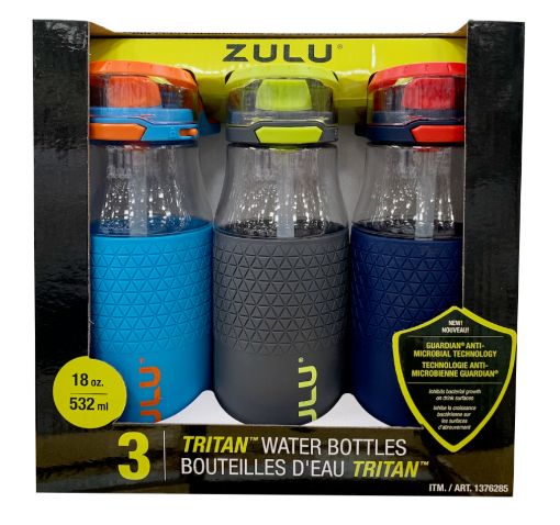 Picture of Zulu tag water bottle 3 pack  girl