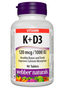 Picture of Webber Naturals Vitamin K+D3 120 mcg / 1000 IU 90tablets