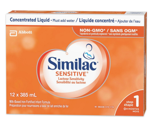 Picture of Similac Sensitive Lactose Sensitivity Liquid Baby Formula (0+  Months) -12x385 mL