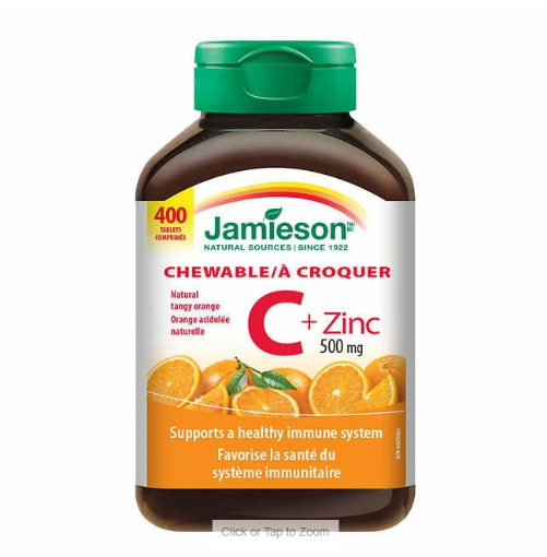 图片  【特价囤货 保质期 23.10】Jamieson  Chewable Vitamin C + Zinc 500 mg 400 chewable tablets 