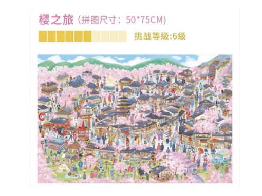 圖片  貓的天空之城  櫻之旅 拼圖 1000片