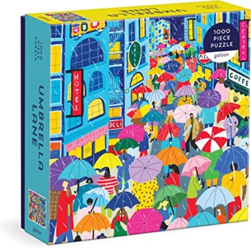 Picture of Galison Umbrella Lane 1000 Piece Puzzle in Square Box