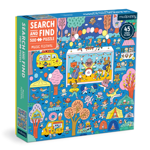 圖片 MUDPUPPY Music Festival 500 Piece Search and Find Family Puzzl