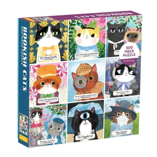 圖片 Mudpuppy Bookish Cats 500 Piece Family Puzzle