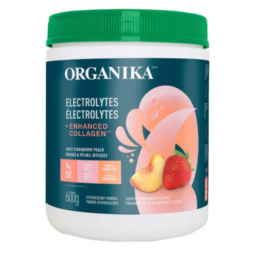 Picture of Organika Electrolytes + Enhanced Collagen - Juicy Strawberry Peach 600 g