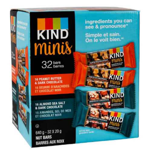 图片  KIND Mini Bars Variety Pack 燕麦坚果能量棒代餐饼干 32 × 20 
