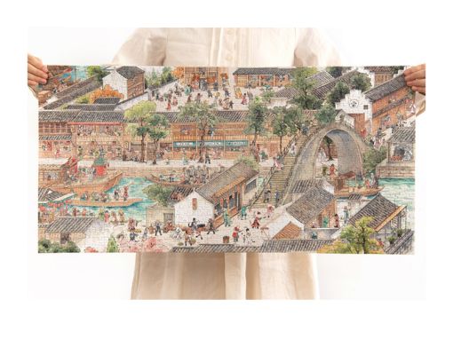 Picture of Cat Sky Jiangnan Hundred Cats Painting Scroll 1000pc