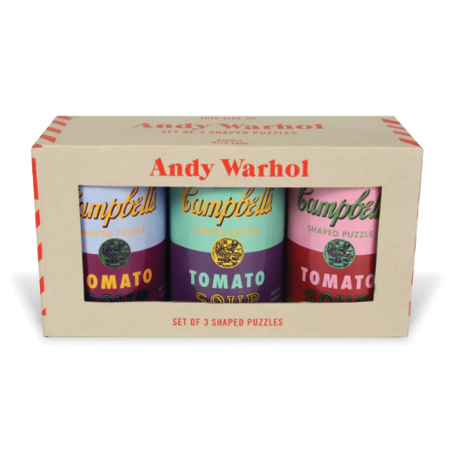 圖片 Galison Andy Warhol Soup Cans Set of 3 Shaped Puzzles in Tins