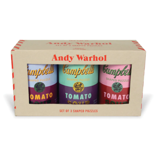 Picture of Galison Andy Warhol Soup Cans Set of 3 Shaped Puzzles in Tins