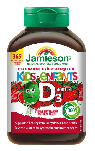 Picture of Jamieson Kids Chewable Vitamin D3 400 IU, 2 x 365 Tablets 