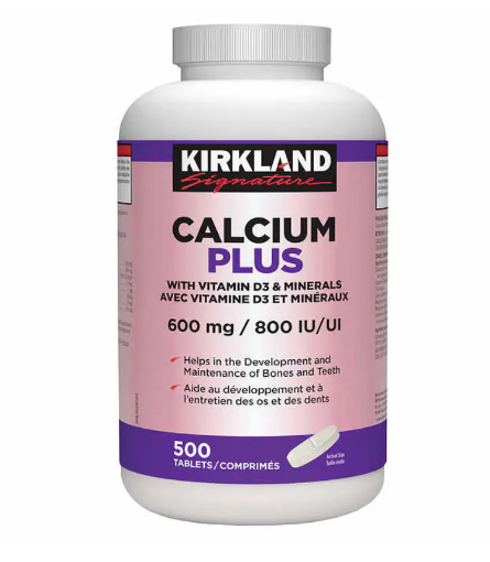 Picture of Kirkland Calcium Plus With Vitamin D3 & Minerals 600mg -500 Tablets